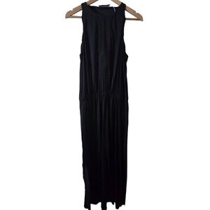 A.L.C. Maxi Dress Womens M Black Sleeveless Elastic Waist Pleated 6470XN